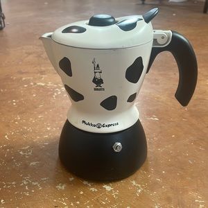 Bialetti Mukka Express Cow Print Stovetop Espresso Maker - White & Black